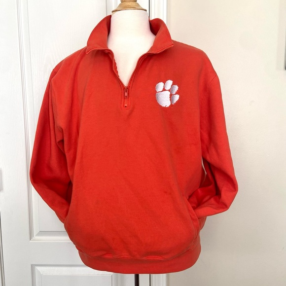 Clemson University Tigers Pullover Sweatshirt half zip w pockets size MED Cotton - Picture 1 of 10